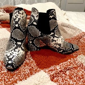 Snakeskin booties